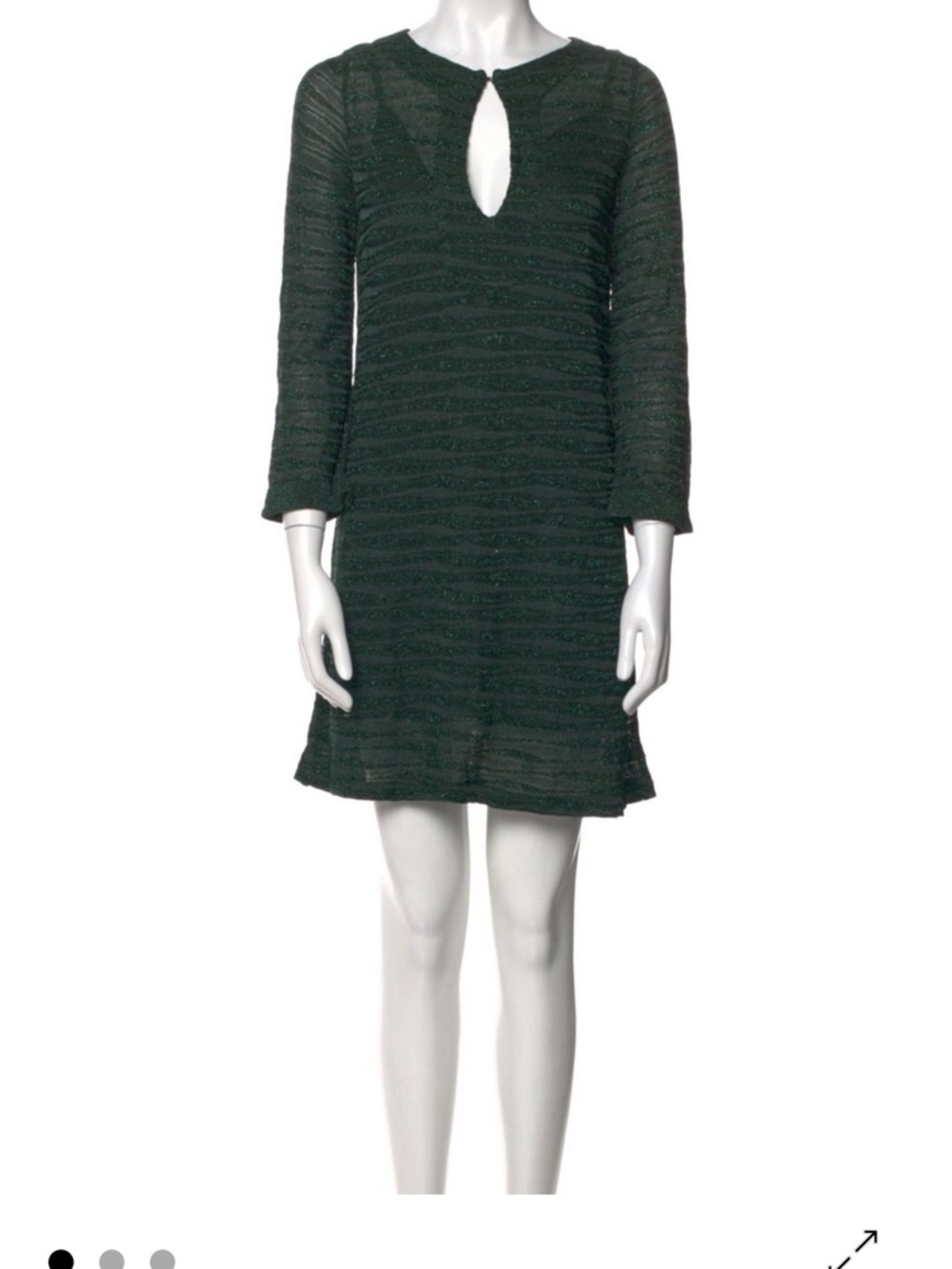 M by Missoni Forest Green Textured Keyhole Mini Dress